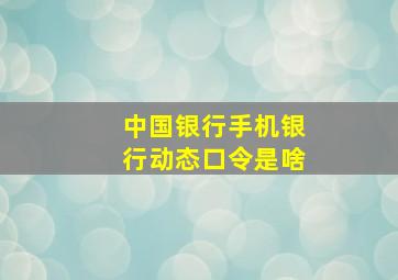 中国银行手机银行动态口令是啥