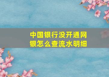 中国银行没开通网银怎么查流水明细