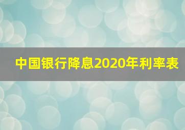 中国银行降息2020年利率表