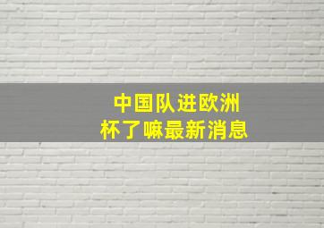 中国队进欧洲杯了嘛最新消息