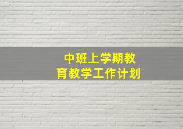 中班上学期教育教学工作计划