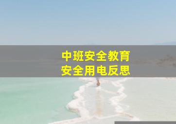 中班安全教育安全用电反思