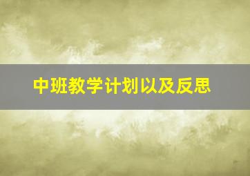 中班教学计划以及反思