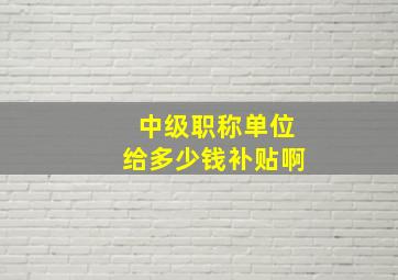 中级职称单位给多少钱补贴啊