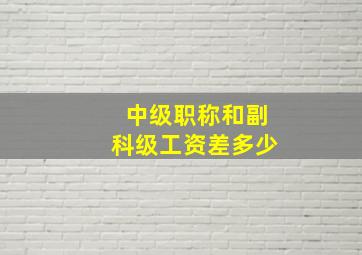 中级职称和副科级工资差多少