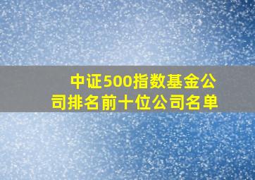 中证500指数基金公司排名前十位公司名单