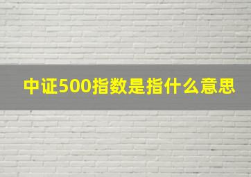 中证500指数是指什么意思