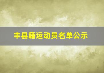 丰县籍运动员名单公示