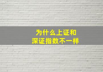 为什么上证和深证指数不一样