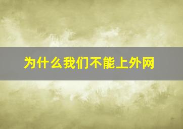 为什么我们不能上外网