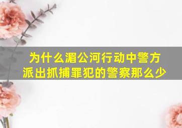 为什么湄公河行动中警方派出抓捕罪犯的警察那么少