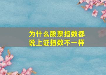 为什么股票指数都说上证指数不一样