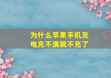 为什么苹果手机充电充不满就不充了