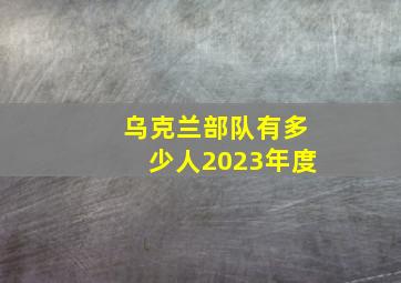 乌克兰部队有多少人2023年度