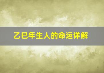 乙巳年生人的命运详解