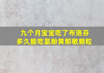 九个月宝宝吃了布洛芬多久能吃氨酚黄那敏颗粒