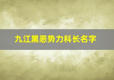 九江黑恶势力科长名字