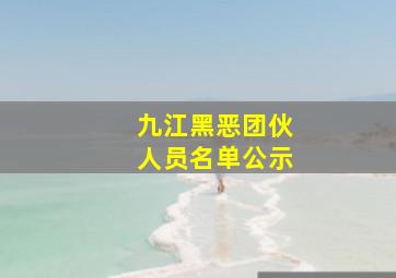 九江黑恶团伙人员名单公示