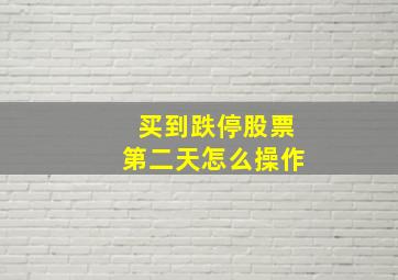 买到跌停股票第二天怎么操作