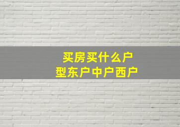 买房买什么户型东户中户西户