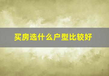 买房选什么户型比较好