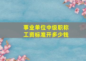 事业单位中级职称工资标准开多少钱