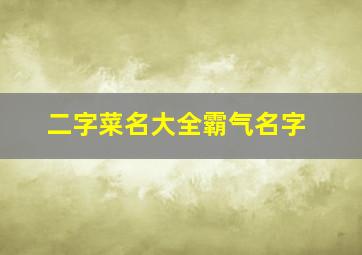 二字菜名大全霸气名字