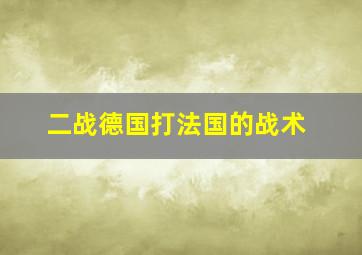 二战德国打法国的战术