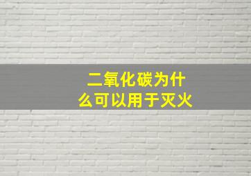 二氧化碳为什么可以用于灭火