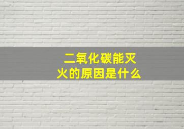 二氧化碳能灭火的原因是什么