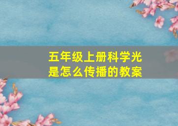 五年级上册科学光是怎么传播的教案