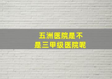 五洲医院是不是三甲级医院呢