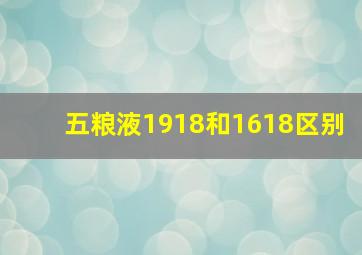 五粮液1918和1618区别