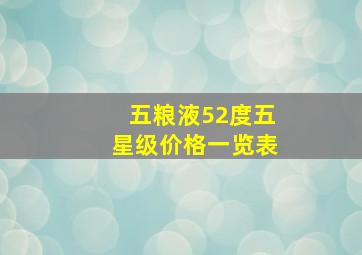 五粮液52度五星级价格一览表