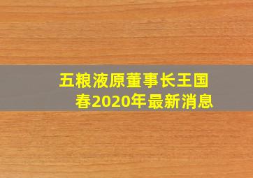 五粮液原董事长王国春2020年最新消息