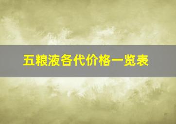 五粮液各代价格一览表