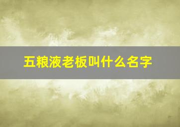 五粮液老板叫什么名字