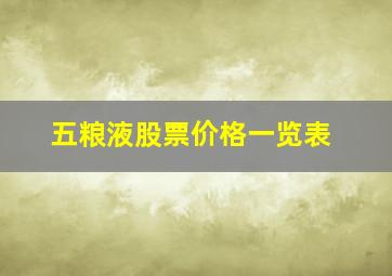 五粮液股票价格一览表