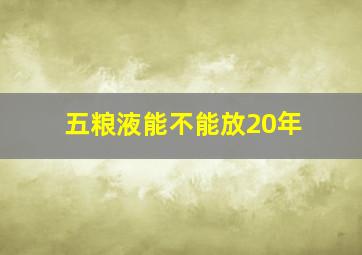 五粮液能不能放20年