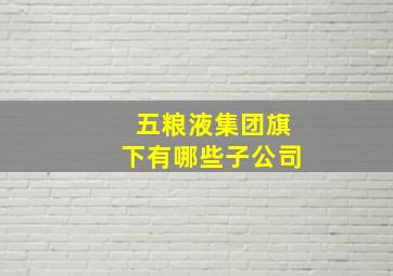 五粮液集团旗下有哪些子公司