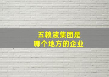 五粮液集团是哪个地方的企业