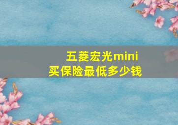 五菱宏光mini买保险最低多少钱