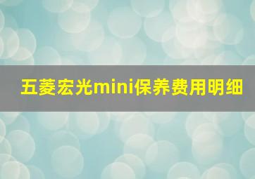 五菱宏光mini保养费用明细