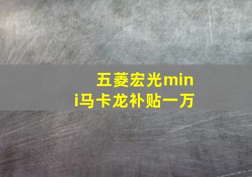 五菱宏光mini马卡龙补贴一万