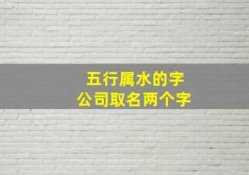 五行属水的字公司取名两个字