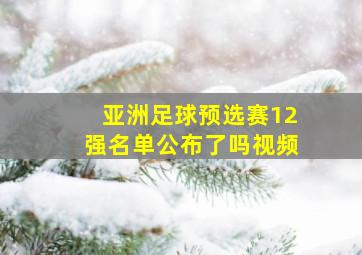 亚洲足球预选赛12强名单公布了吗视频