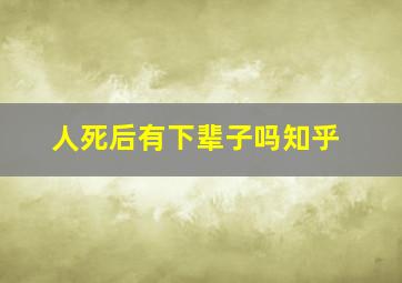 人死后有下辈子吗知乎