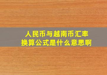 人民币与越南币汇率换算公式是什么意思啊