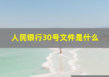 人民银行30号文件是什么