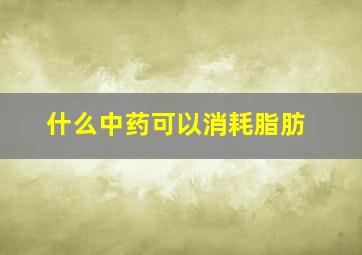 什么中药可以消耗脂肪